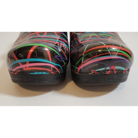Dansko Multicolor Scribble Stripes Womens Clogs EU 37  US Size 6.5 Slip On 0183 - Picture 7 of 10